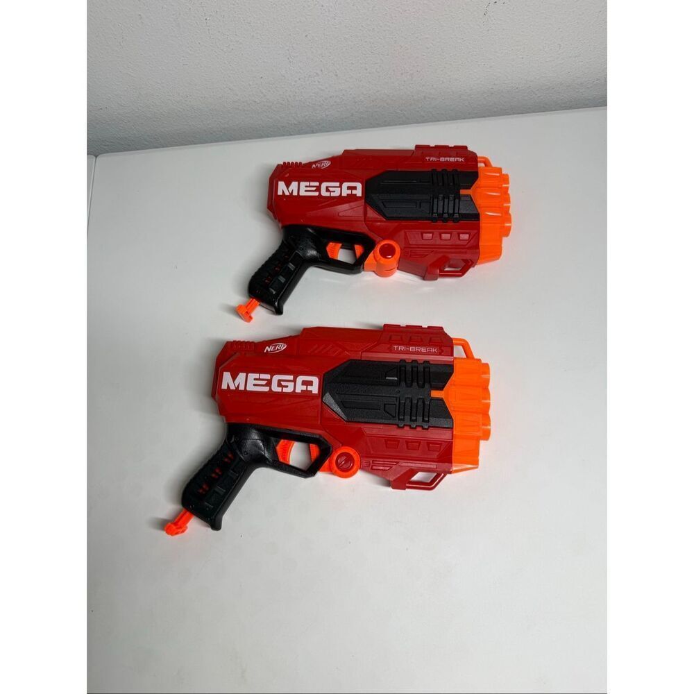 Lot of 2 Nerf Mega Tri-Break Break Open Blaster With 4 Mega Darts